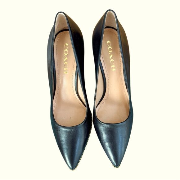 Coach Black Heels with gold embellishments. Size 7 - Picture 6 of 12